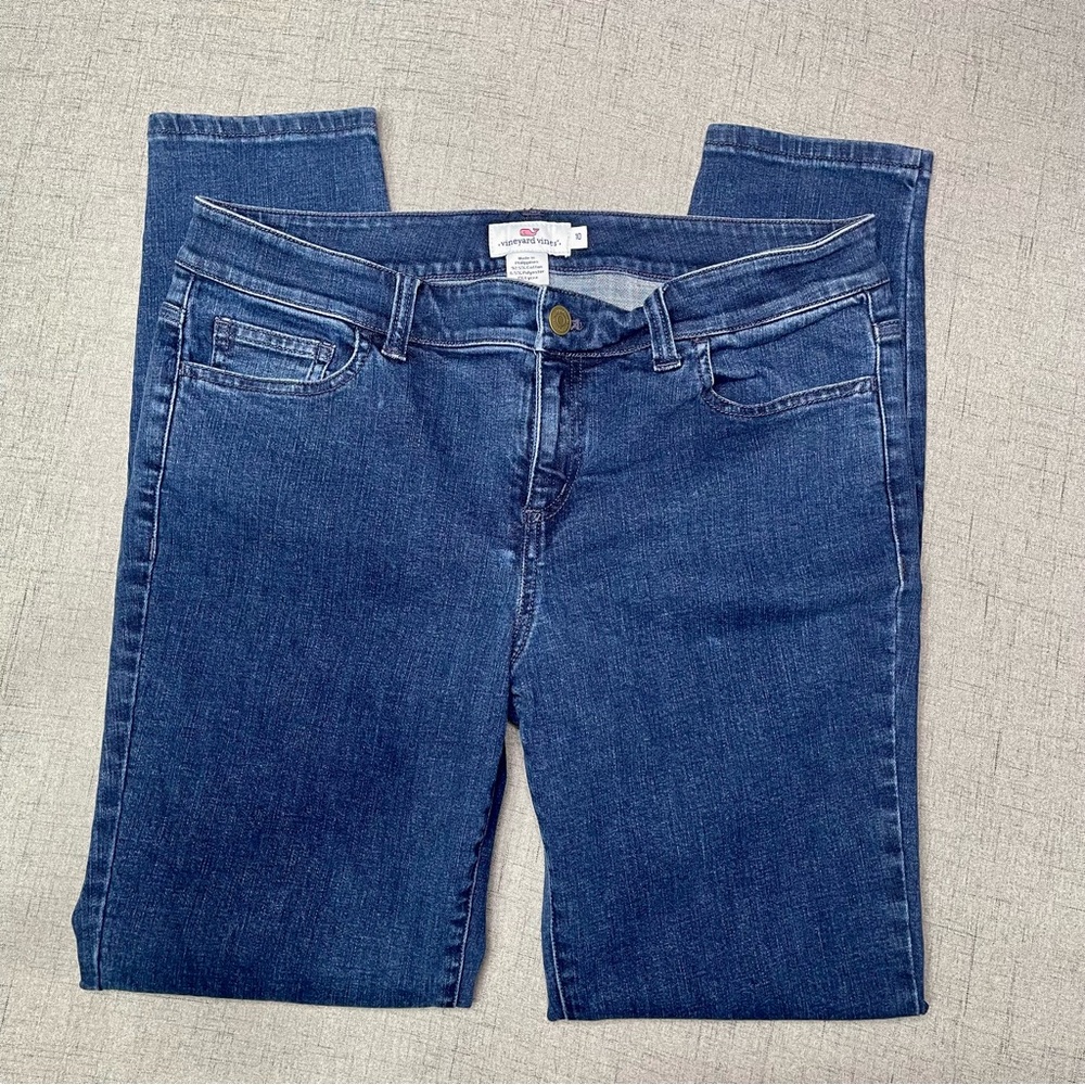 Vineyard Vines Stretch Skinny Jeans Dark Blue Mid Rise 10 - Picture 5 of 12